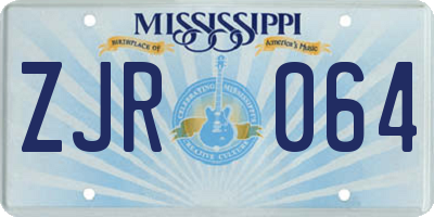 MS license plate ZJR064