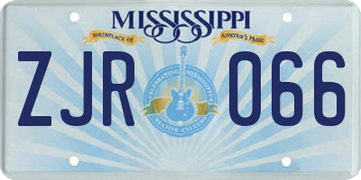 MS license plate ZJR066