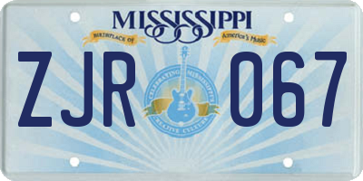 MS license plate ZJR067