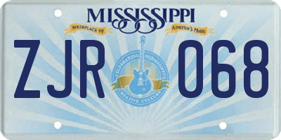 MS license plate ZJR068