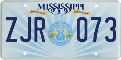 MS license plate ZJR073