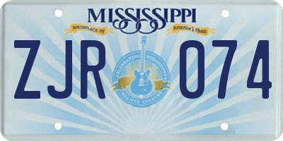 MS license plate ZJR074
