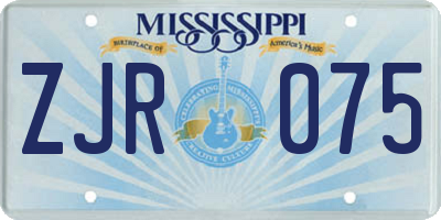 MS license plate ZJR075