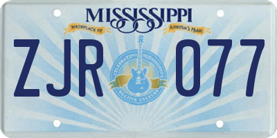 MS license plate ZJR077