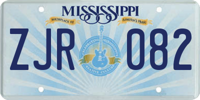 MS license plate ZJR082