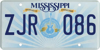 MS license plate ZJR086