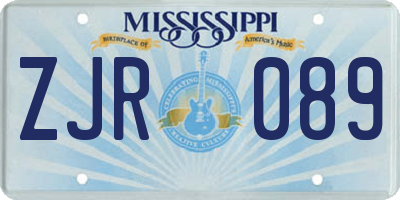 MS license plate ZJR089