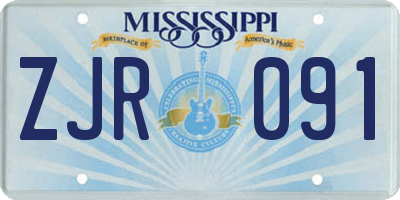 MS license plate ZJR091