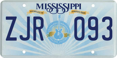 MS license plate ZJR093