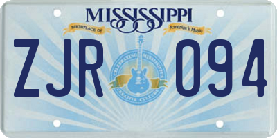 MS license plate ZJR094