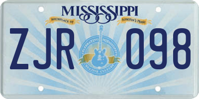 MS license plate ZJR098