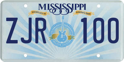 MS license plate ZJR100