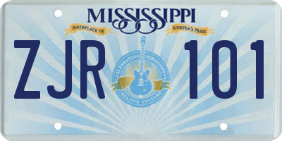 MS license plate ZJR101