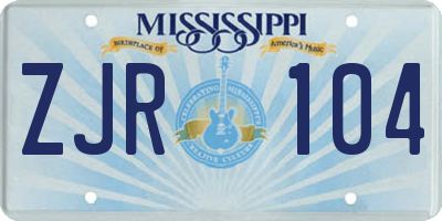 MS license plate ZJR104