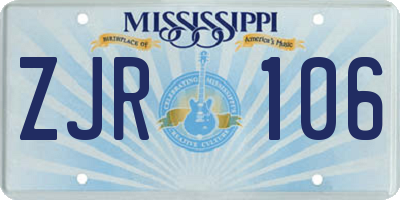 MS license plate ZJR106