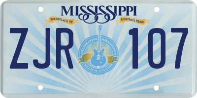 MS license plate ZJR107
