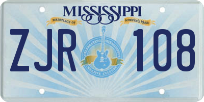 MS license plate ZJR108