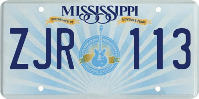 MS license plate ZJR113