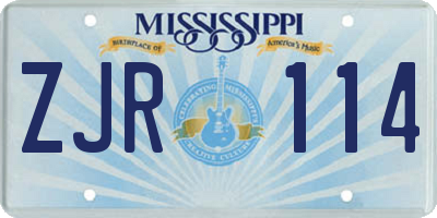 MS license plate ZJR114