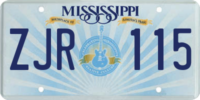 MS license plate ZJR115