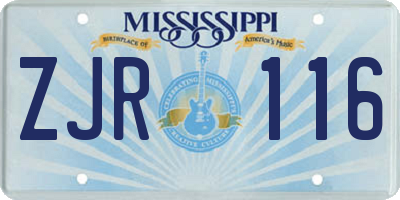 MS license plate ZJR116