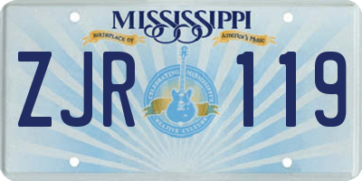 MS license plate ZJR119