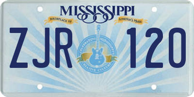 MS license plate ZJR120