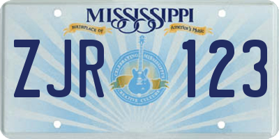 MS license plate ZJR123