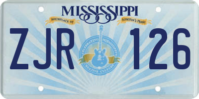 MS license plate ZJR126