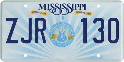 MS license plate ZJR130