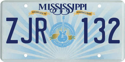 MS license plate ZJR132