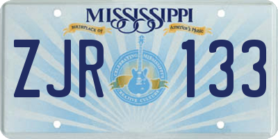 MS license plate ZJR133