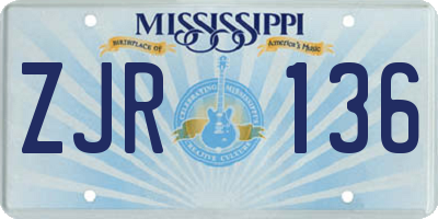 MS license plate ZJR136