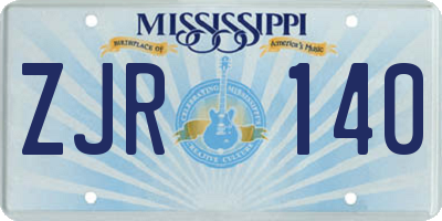 MS license plate ZJR140