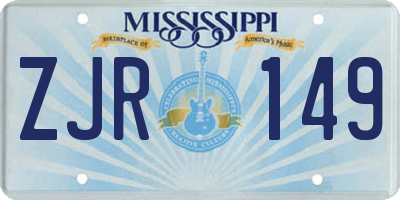 MS license plate ZJR149
