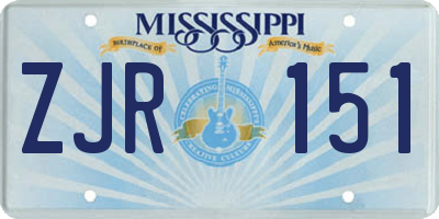 MS license plate ZJR151