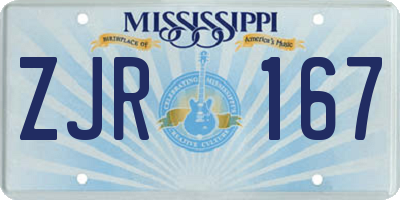 MS license plate ZJR167