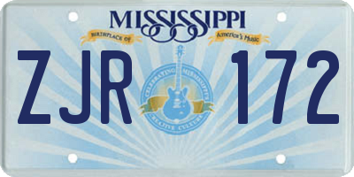 MS license plate ZJR172