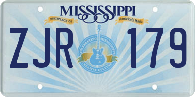 MS license plate ZJR179