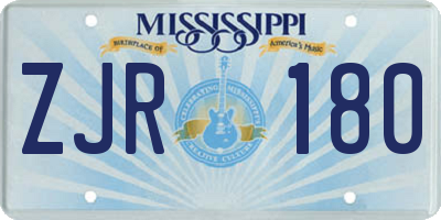 MS license plate ZJR180
