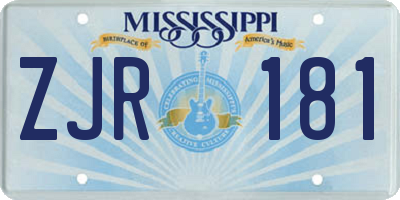 MS license plate ZJR181