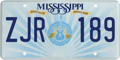 MS license plate ZJR189