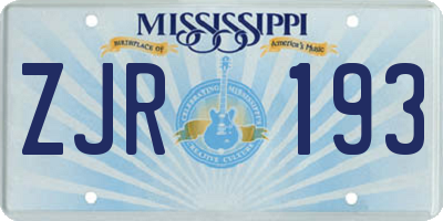 MS license plate ZJR193