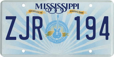 MS license plate ZJR194