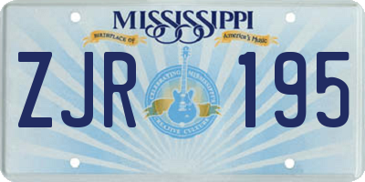 MS license plate ZJR195