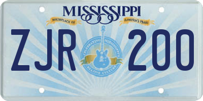 MS license plate ZJR200
