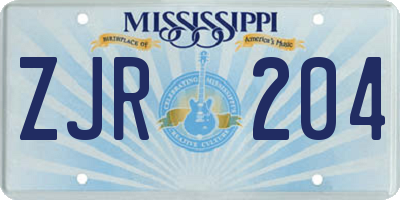 MS license plate ZJR204