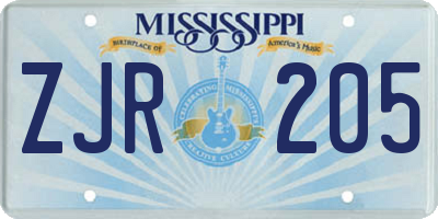 MS license plate ZJR205