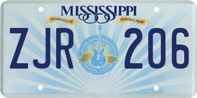 MS license plate ZJR206