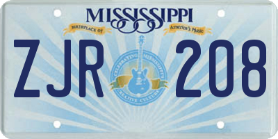MS license plate ZJR208